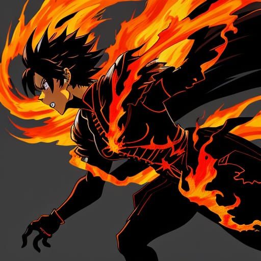 Anime Fire Silhouette in Dynamic Lighting