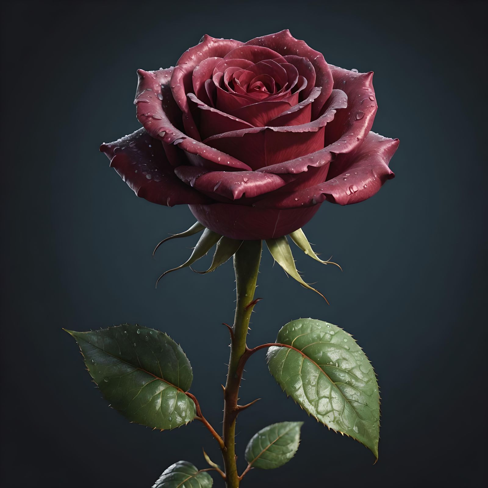 Grunge Rose: Detailed Matte Painting in Deep Color