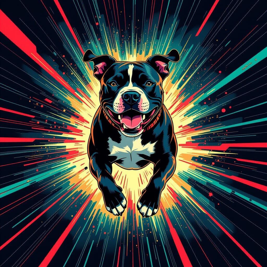 Futuristic Pitbull Dog with Dynamic Outlines