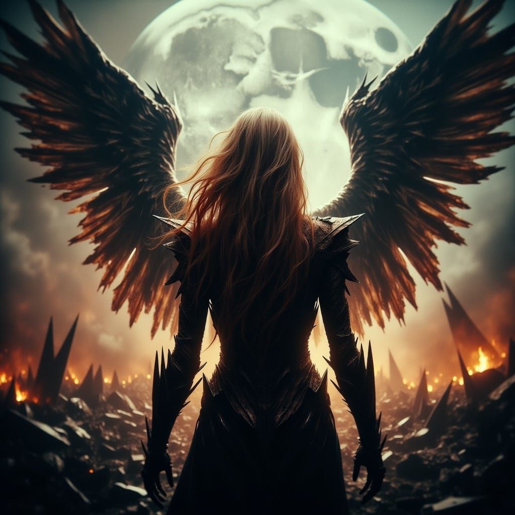 Ethereal Warrior Angel in Apocalyptic Battle