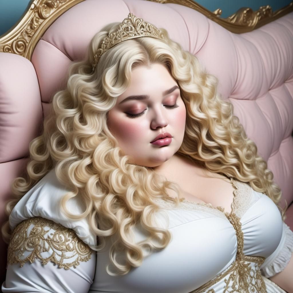 Curvy Sleeping Beauty in Elaborate Clothes