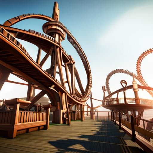Pirate Theme Park Rollercoaster in 3D