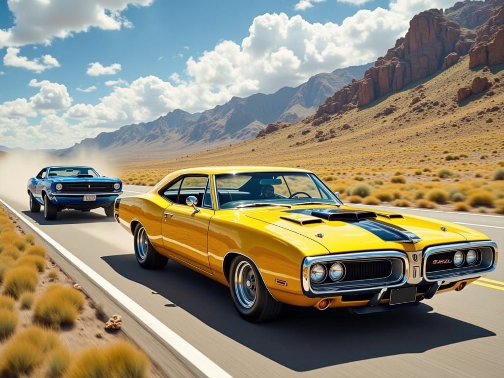 1970 Dodge Super Bee Races Down Highway