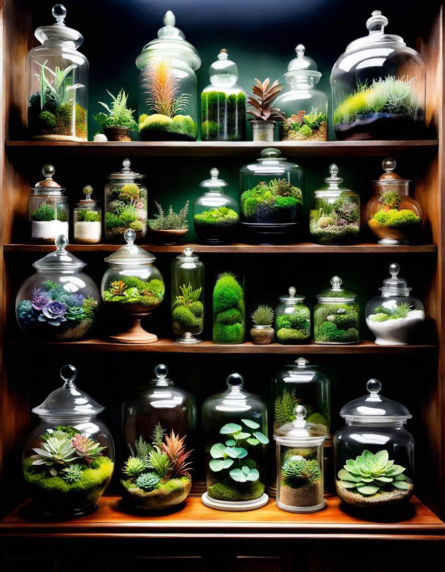 Apothecary Terrariums in Watercolor Boho Style