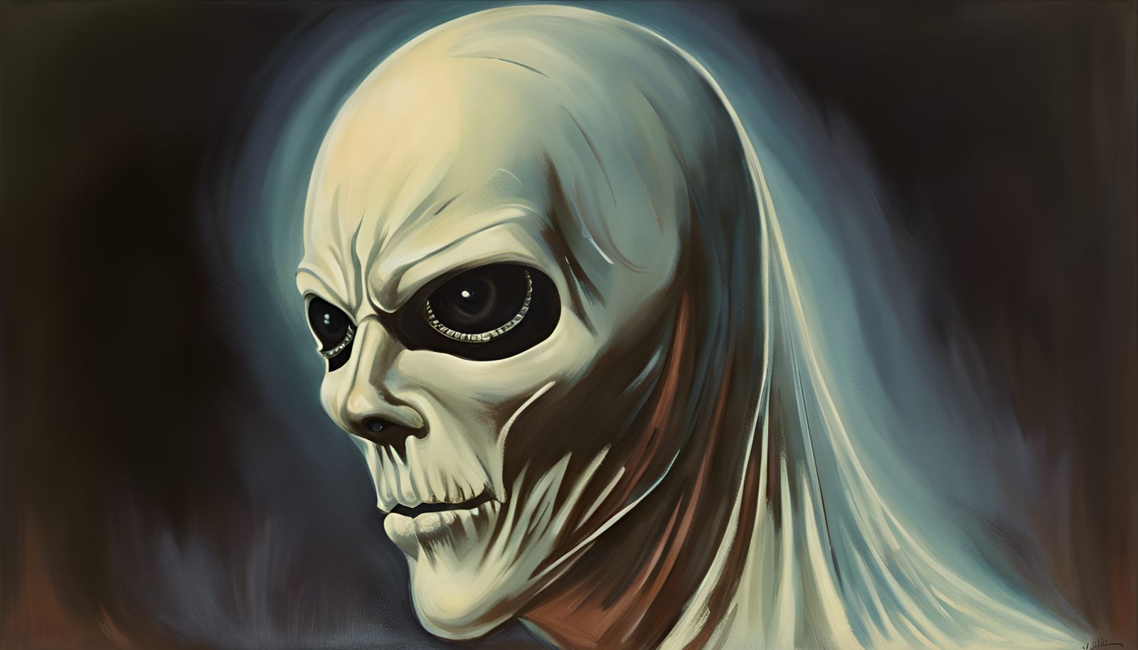 Vintage 70s Sci-Fi Halloween Ghost Portrait