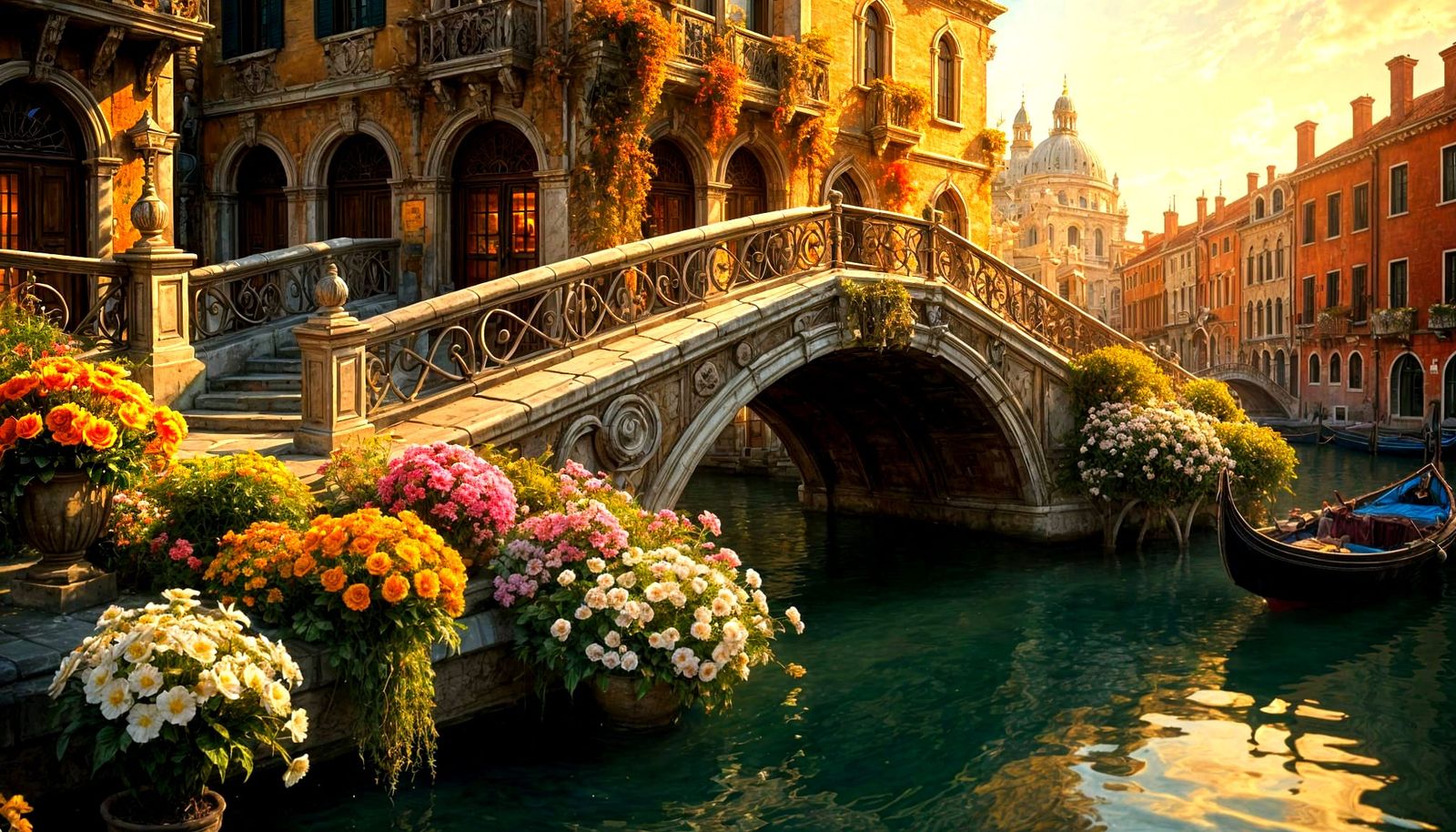 Romantic Venice Bridge Fantasy in Mysterious Maximalist Styl...