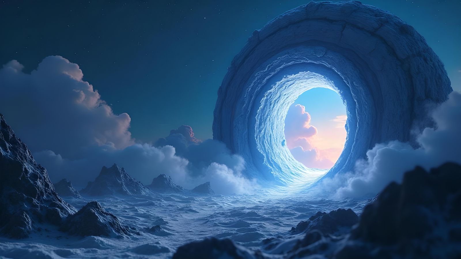 Miniature Sci-Fi World Emerging from Portal