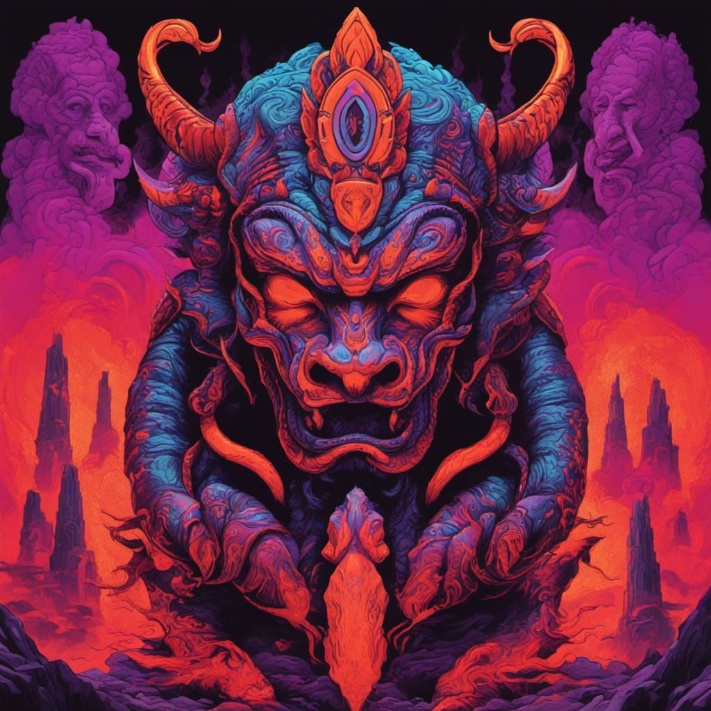 Ancient North American Nagas in Black Light Art