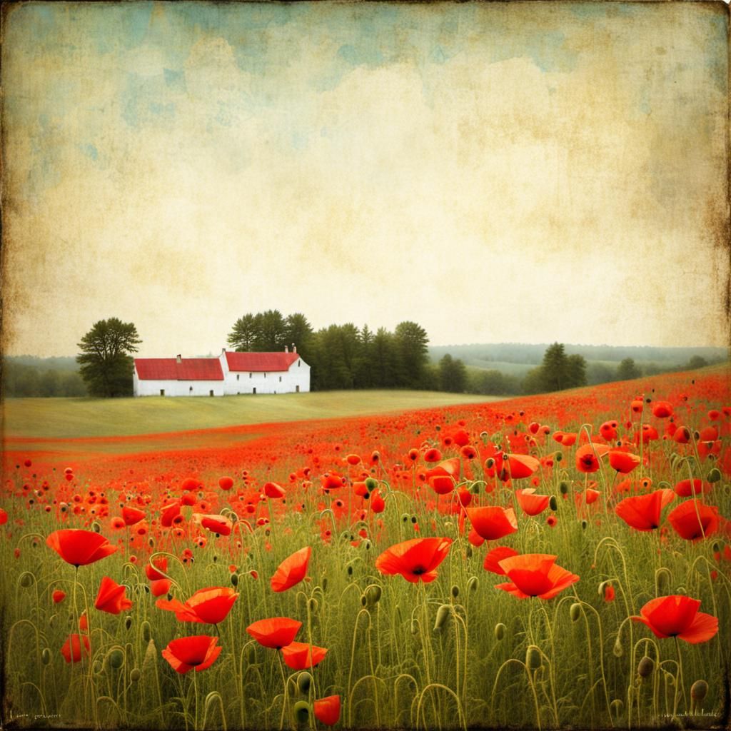 Vibrant Red Poppies in a Floral Landscape