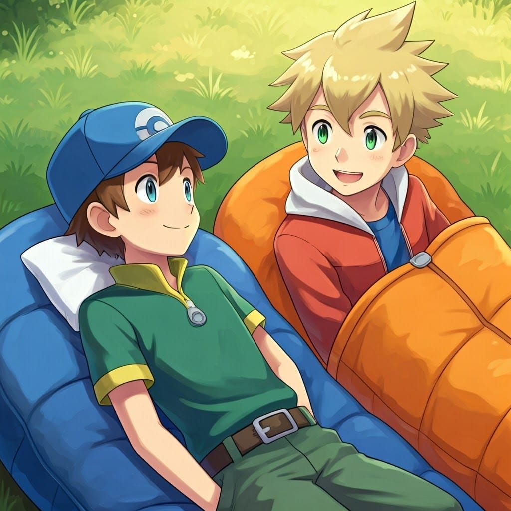 Pokémon Trainer Friends Share Morning Greeting in Whimsical...