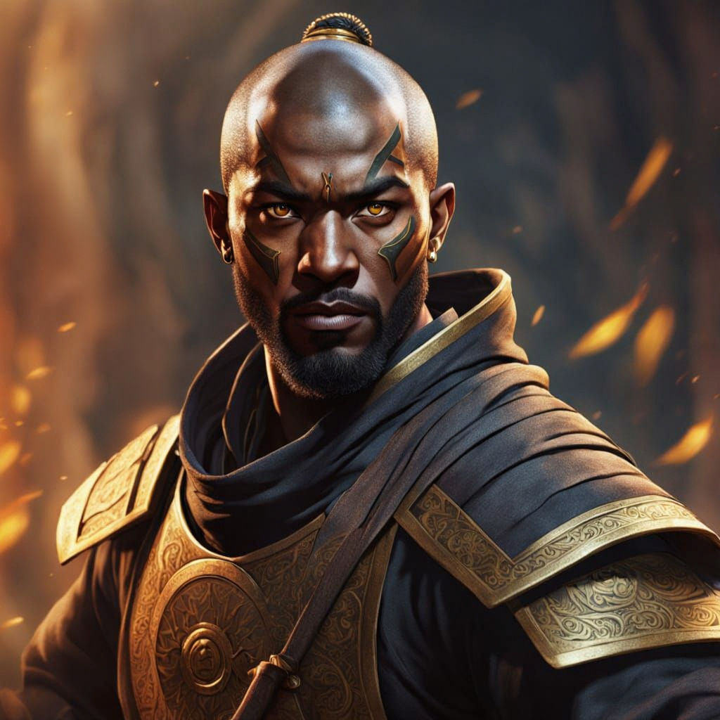 Hyperrealistic Assassin with Golden Eyes in Avatar Style