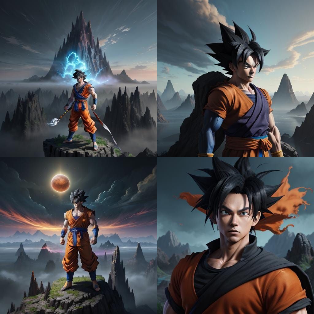 Goku: Detailed Matte Painting in Deep Color