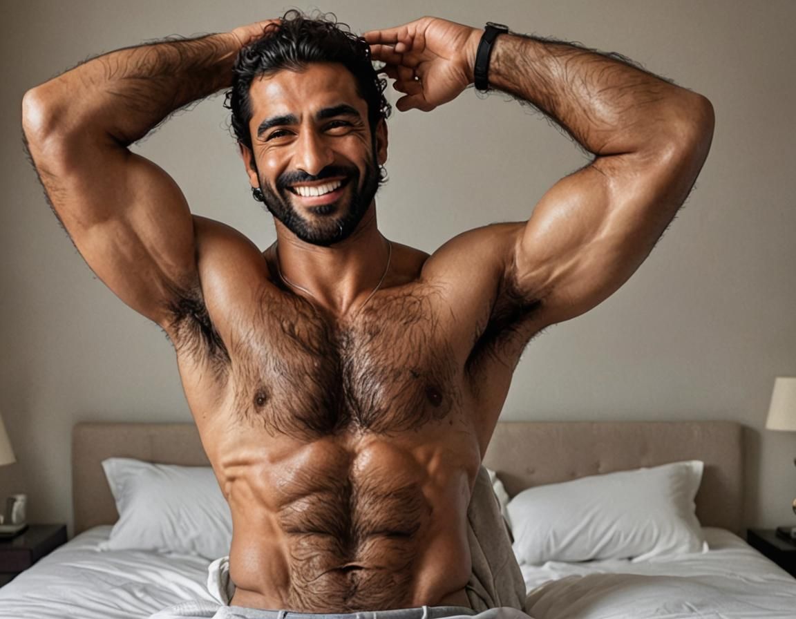 Muscular Man Exudes Confidence on Bed