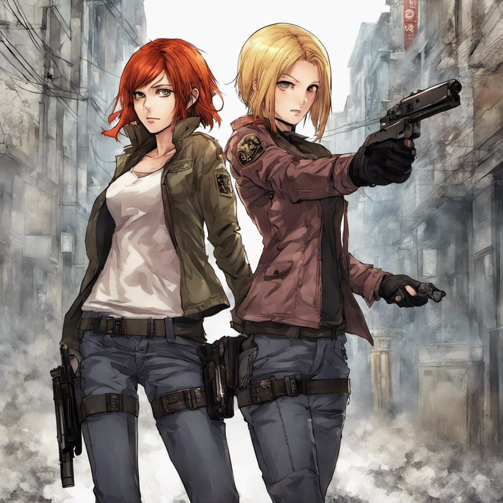 Anime Style Zombie Fight with Handguns