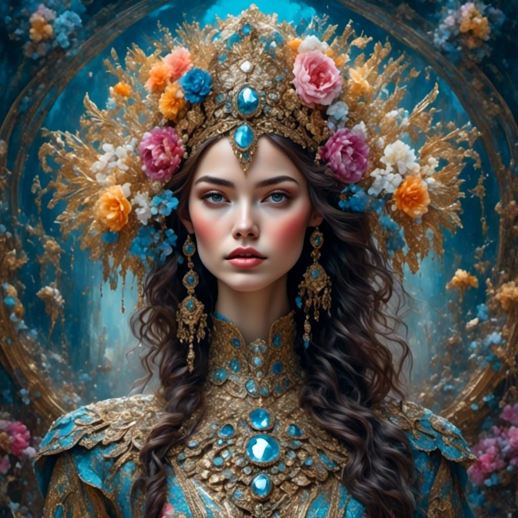 Hyperrealistic Portrait of Woman with Futuristic Jewelry