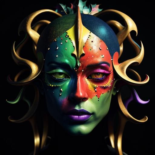 Psychedelic Fractal Leaves in Vivid Oil Painting