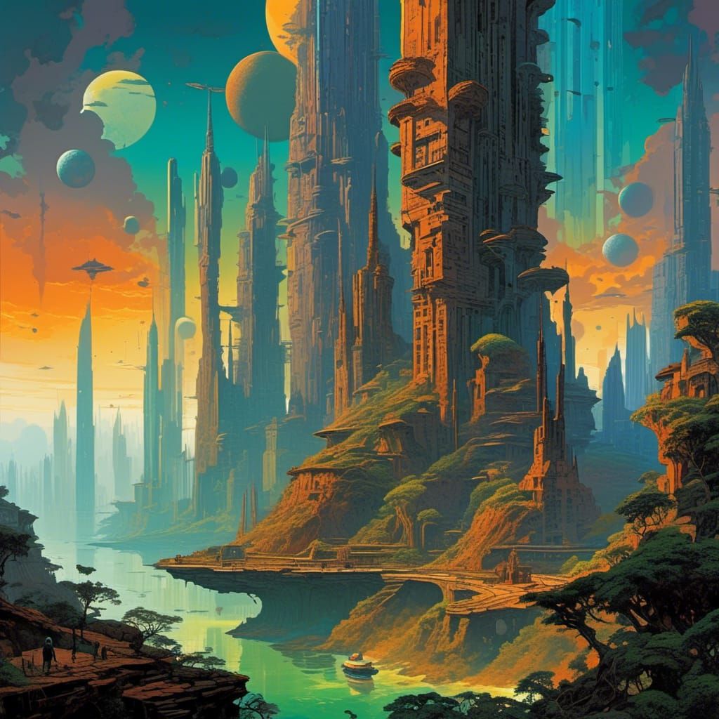 Surreal Sci-Fi Megacity: A Digital Painting