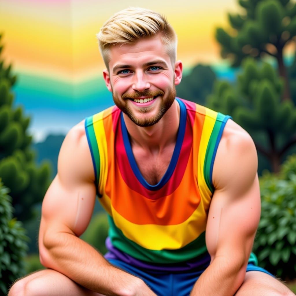 Handsome rainbow man