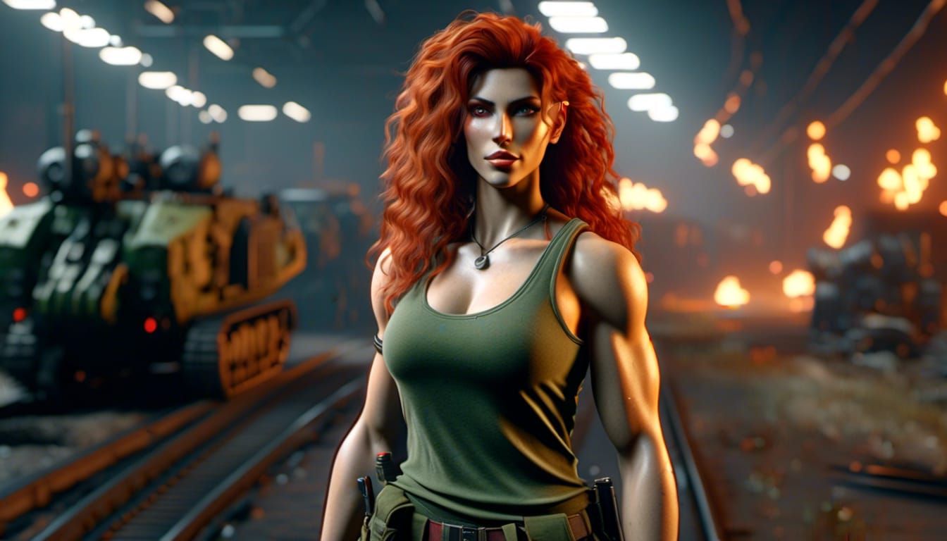 Post-Apocalyptic Woman with Ruby Eyes in Unreal Engine 5