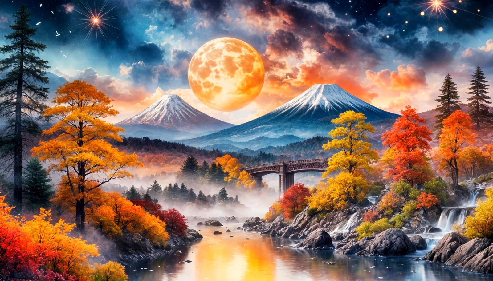 Cosmic Shinkansen Passing Mount Fuji