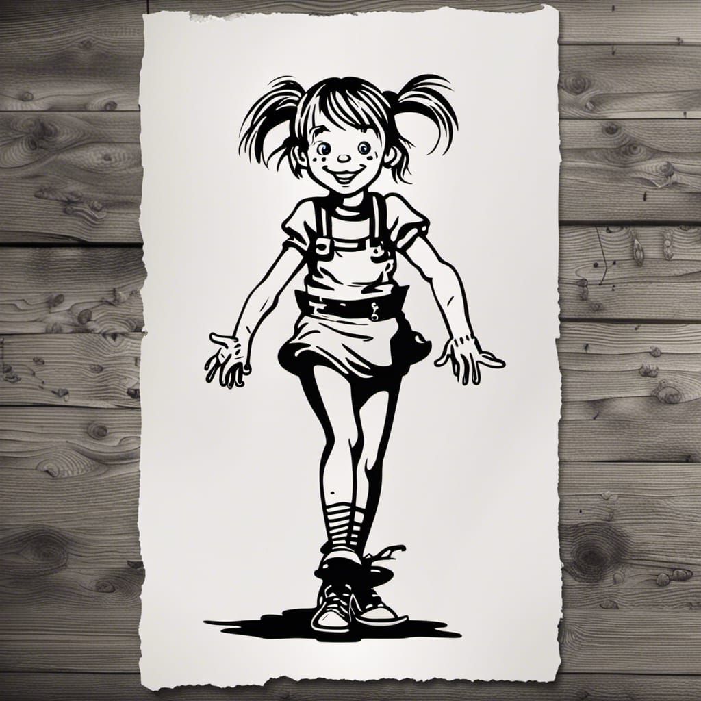 Pippi Longstocking House Tattoo Stencil
