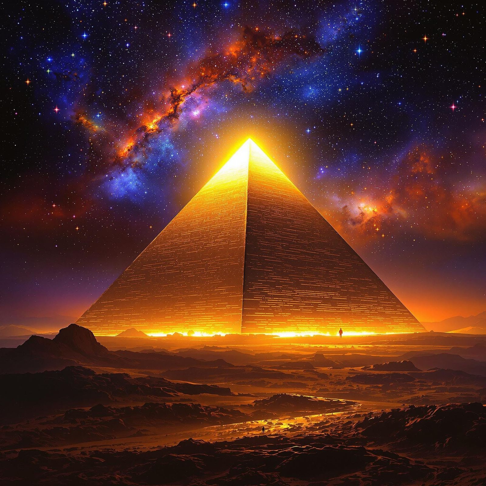 Giza Pyramid Shines Under Orion Nebula