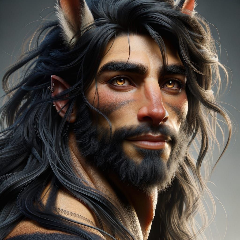 Rugged Hispanic Centaur Battle Blacksmith with Wise Amber Ey...