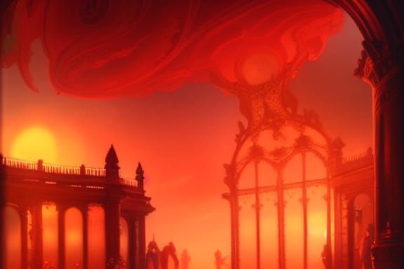 Hell Entrance: Art Deco Rococo Concept Art