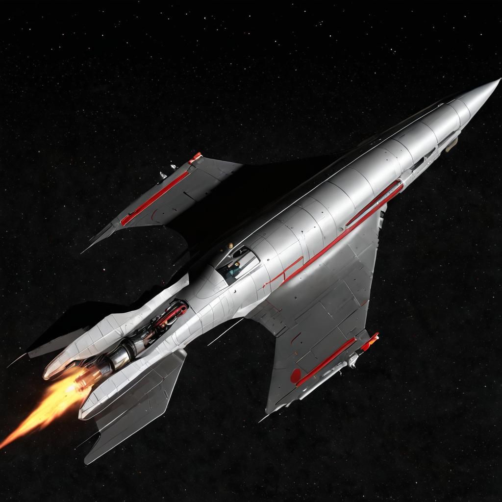 Retrofuturistic Rocketship Concept Art in Atompunk Style