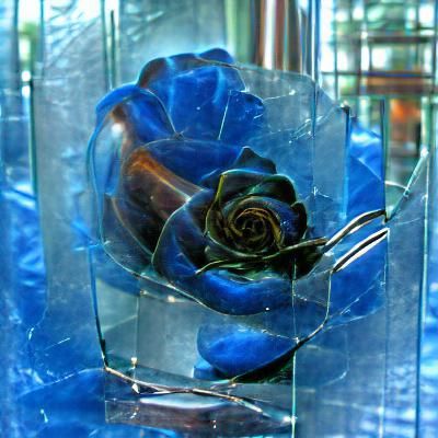 Blue Rose Encased in Glass