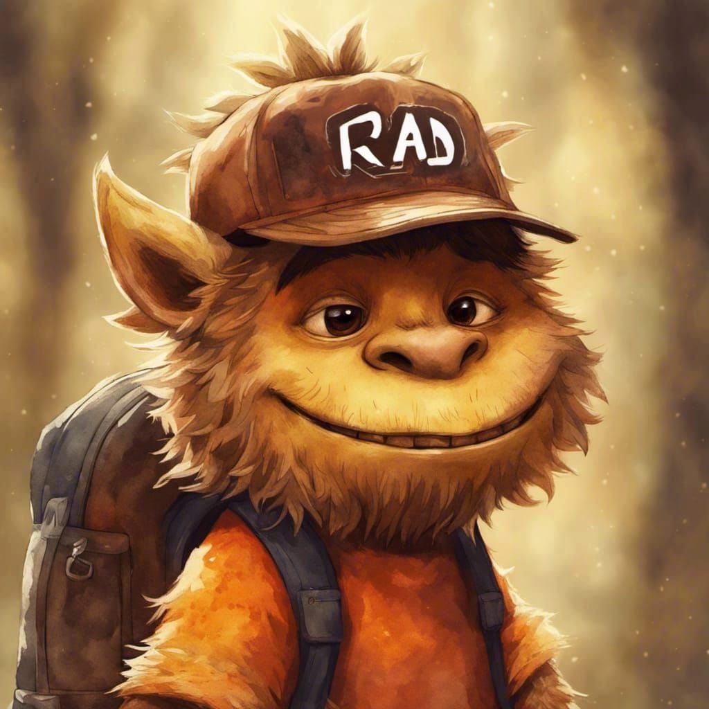 Baseball Hat with "RAD" Text in Orange