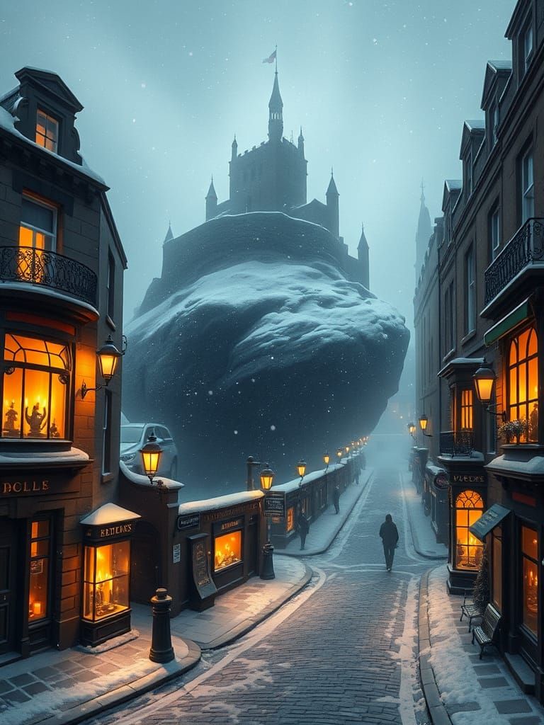 Ethereal Edinburgh Castle Floating in Winter Mist