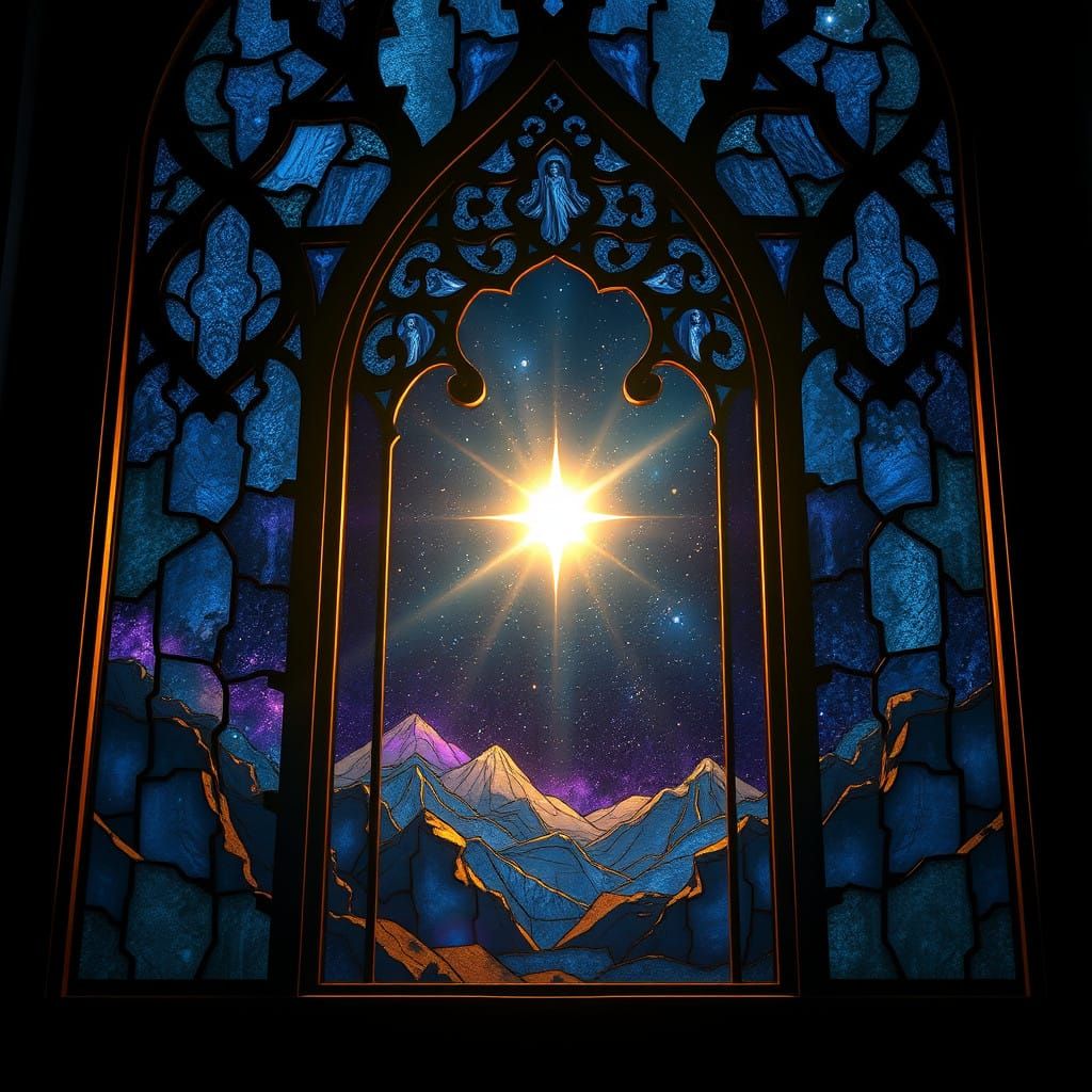 Midnight Starlight Illuminates a Dreamlike Realm in Vibrant....