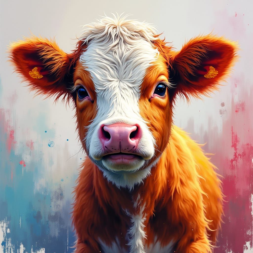 Expressive Highland Cow Portrait in Vibrant Colors