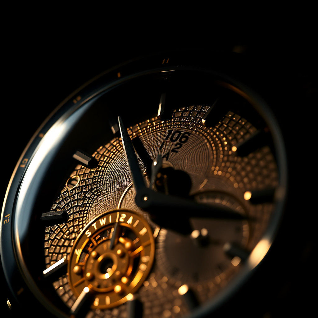 Luxury Watch Face: High-Contrast Matte Painting