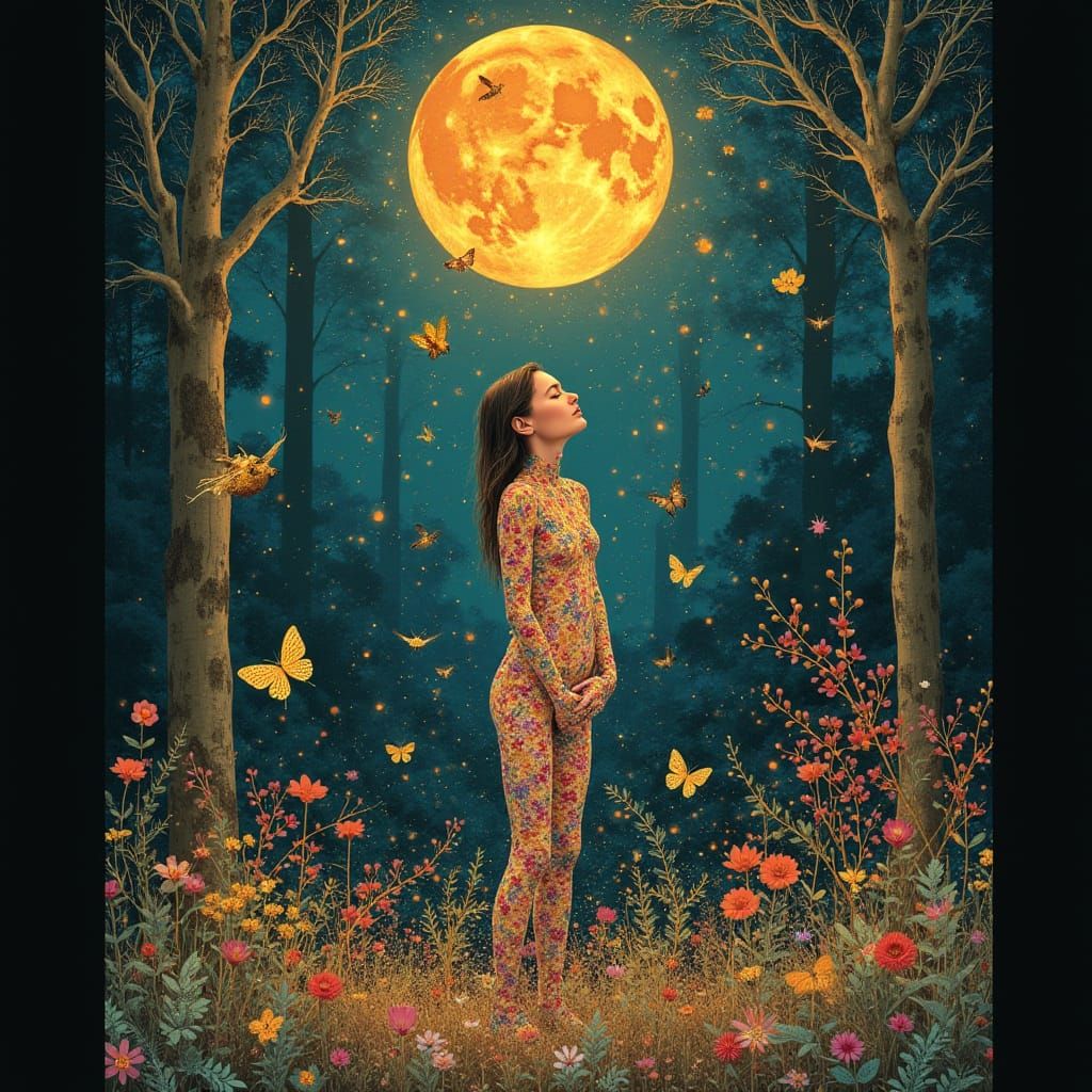 Mystical Bio Art Collage: Exile Rebel in Enchanted Forest