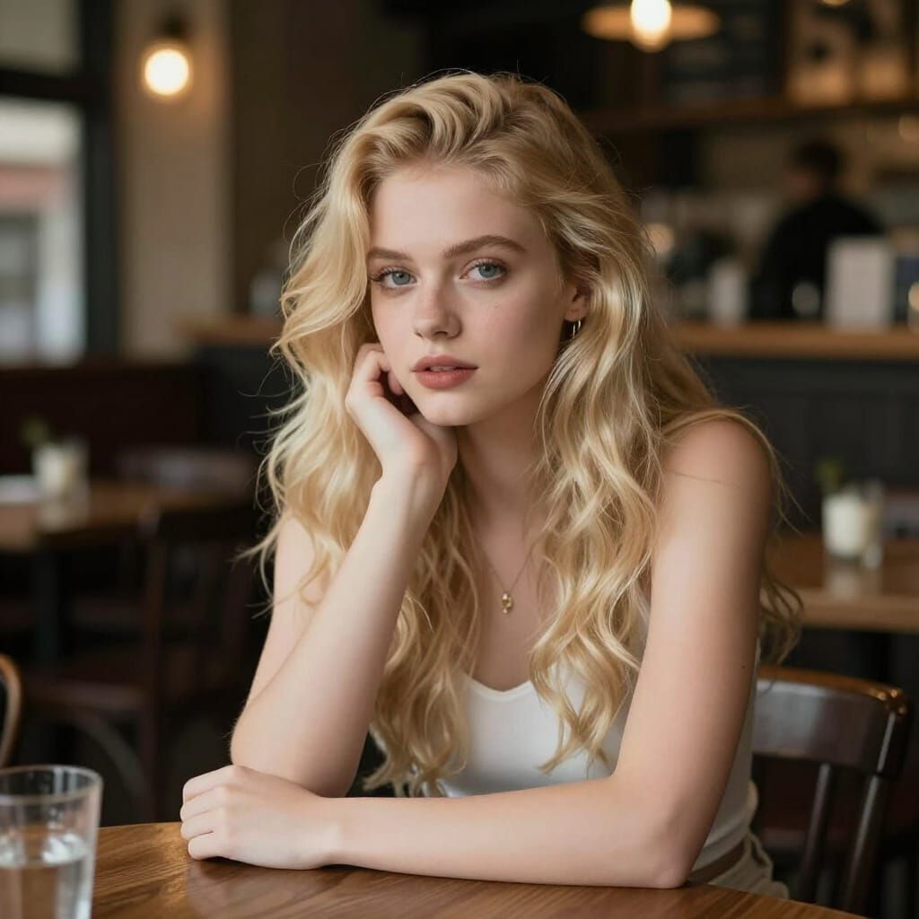 Ethereal Blonde Girl in a Pub Setting