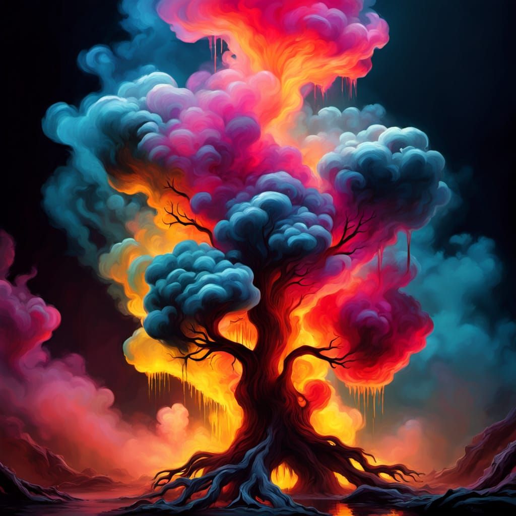 Mysterious Woman Holds Glowing Apple in Ancient Forest