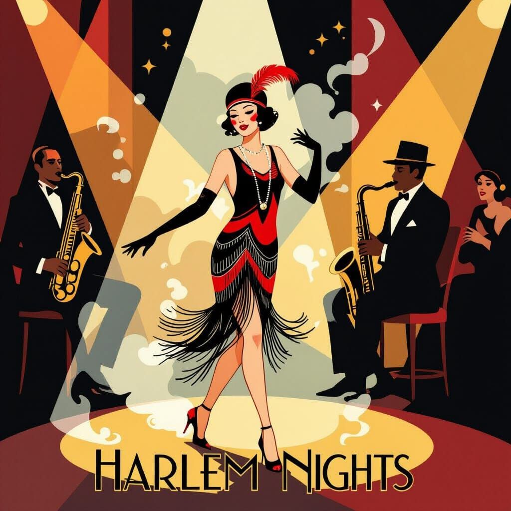Flapper Dance in Smoky Jazz Club, Art Deco Style