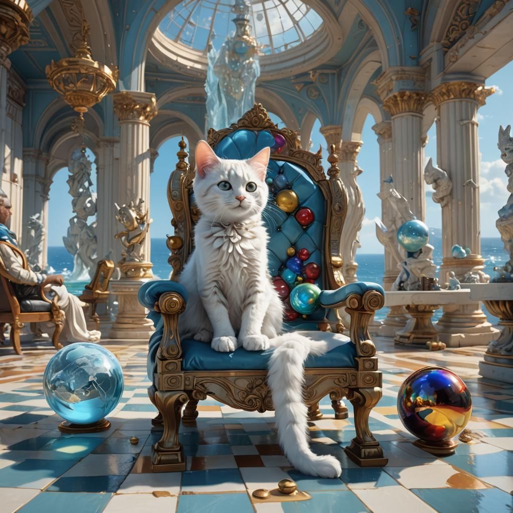 Alien Woman and Kitten on Chessboard World
