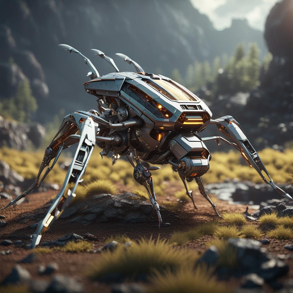 Futuristic Alien Robot Wasp Drone in 8K