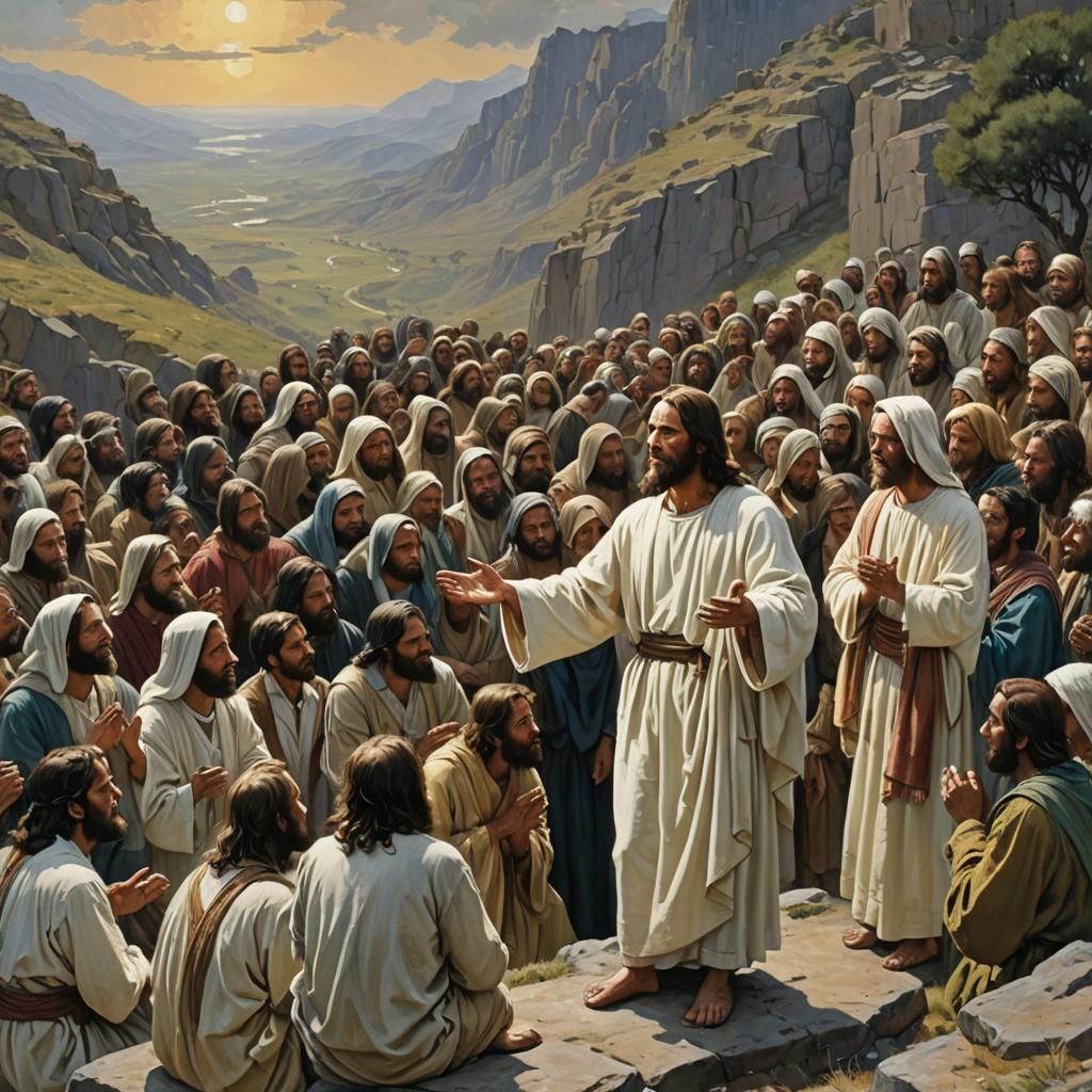 Jesus Christ Delivering the Lord's Prayer as Oil Painting