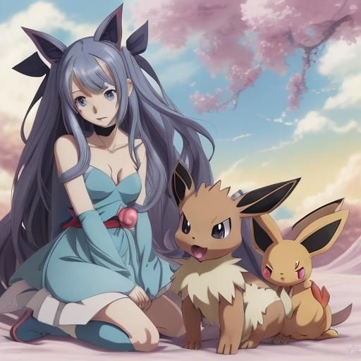 Eevee Pokemon in Anime Manga Style