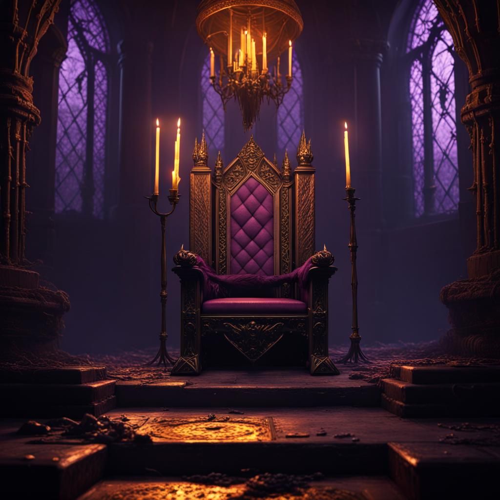 Gothic Vampire King on Throne in Dark Dungeon