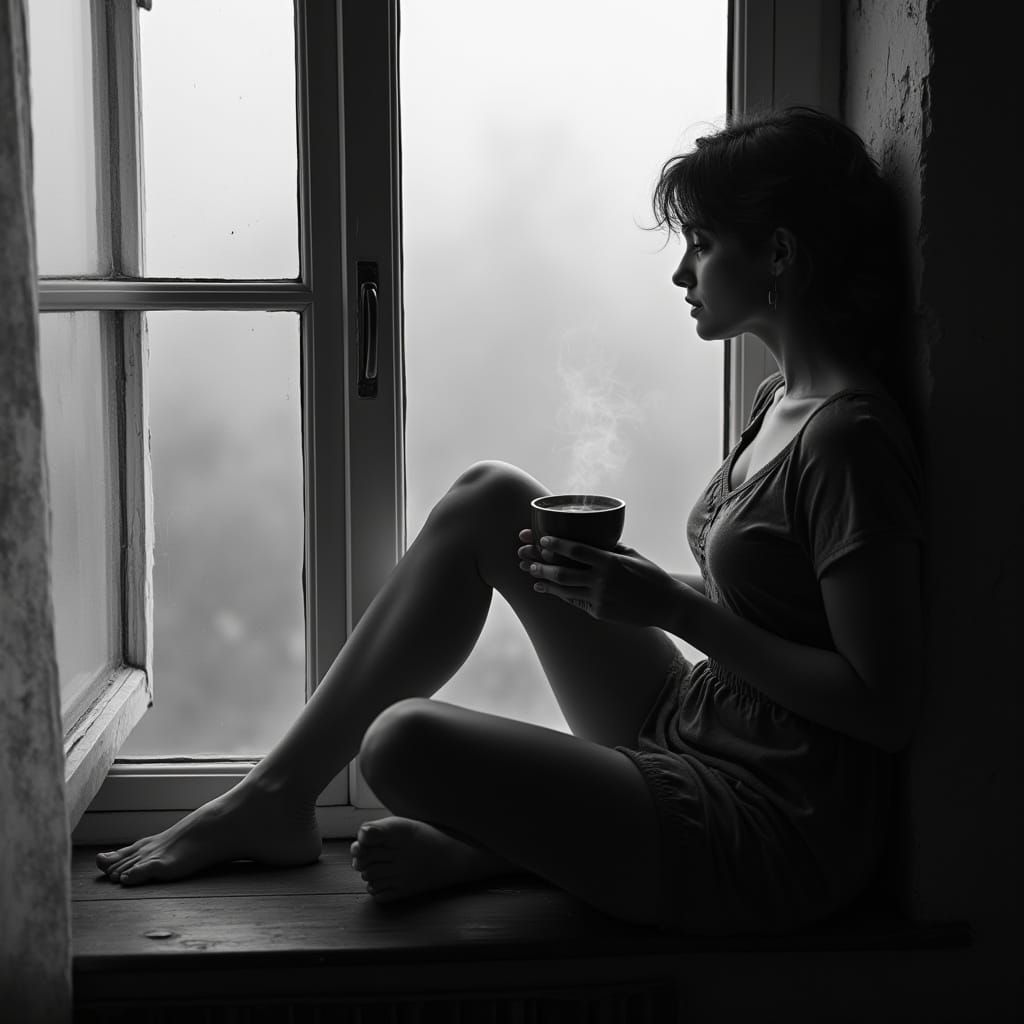 Hyperrealistic Portrait of a Woman Lost in Thought