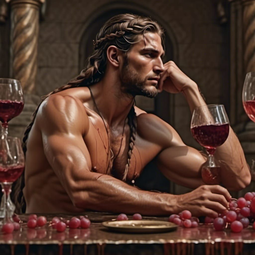 Dionysus, God of Wine, in Hyperrealistic Detail