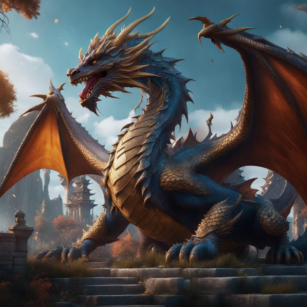 Detailed Rich Dragon in Fantasy Concept Art