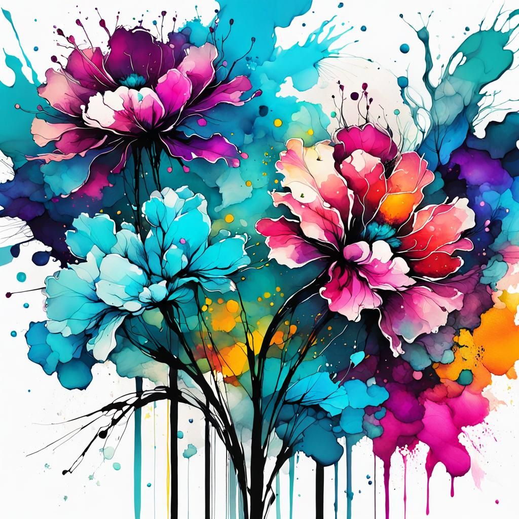 Vibrant Alcohol Ink Flowers Inspired by Seveso