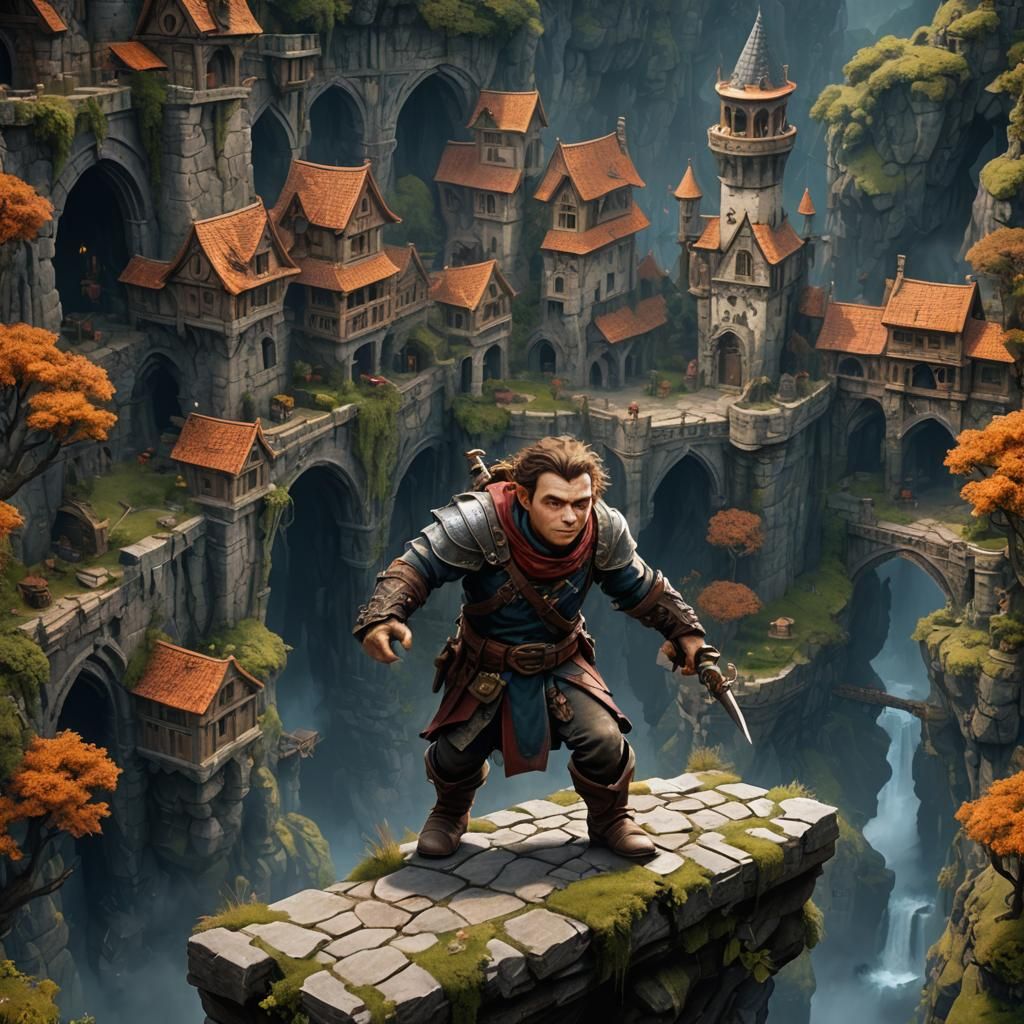 Halfling Rogue Character Concept Art in Matte Painting Style
