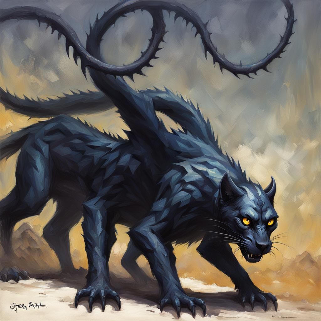 Mysterious Displacer Beast in a Dark, Sinister Lair